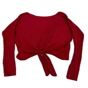 ABERCROMBIE & FITCH Women’s Red Crop knit SWEATER PULLOVER Size Medium